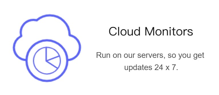 Cloud monitoring provides 24 X 7 monitoring capabilities. Once the monitored page content changes, notifications are sent immediately via email and SMS, ensuring you never miss any updates